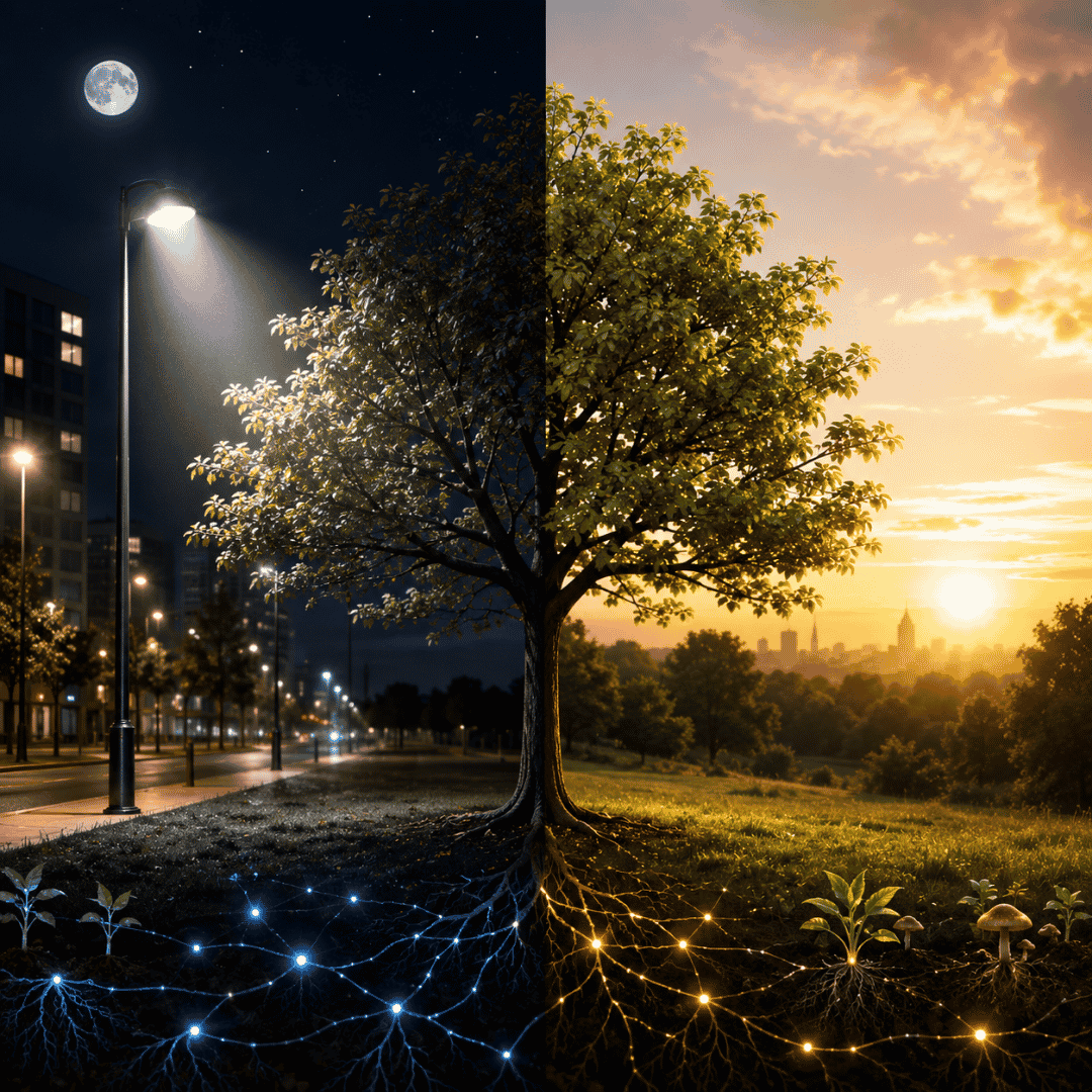 Efecto de la luz artificial nocturna sobre el ciclo natural de un árbol en Madrid